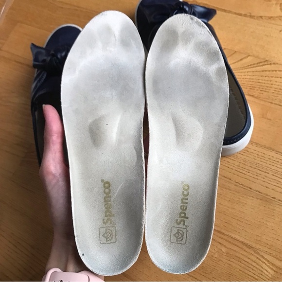 Spenco barbados shoes suede bow mules navy blue womens size 6.5 slides slip on - Picture 9 of 11